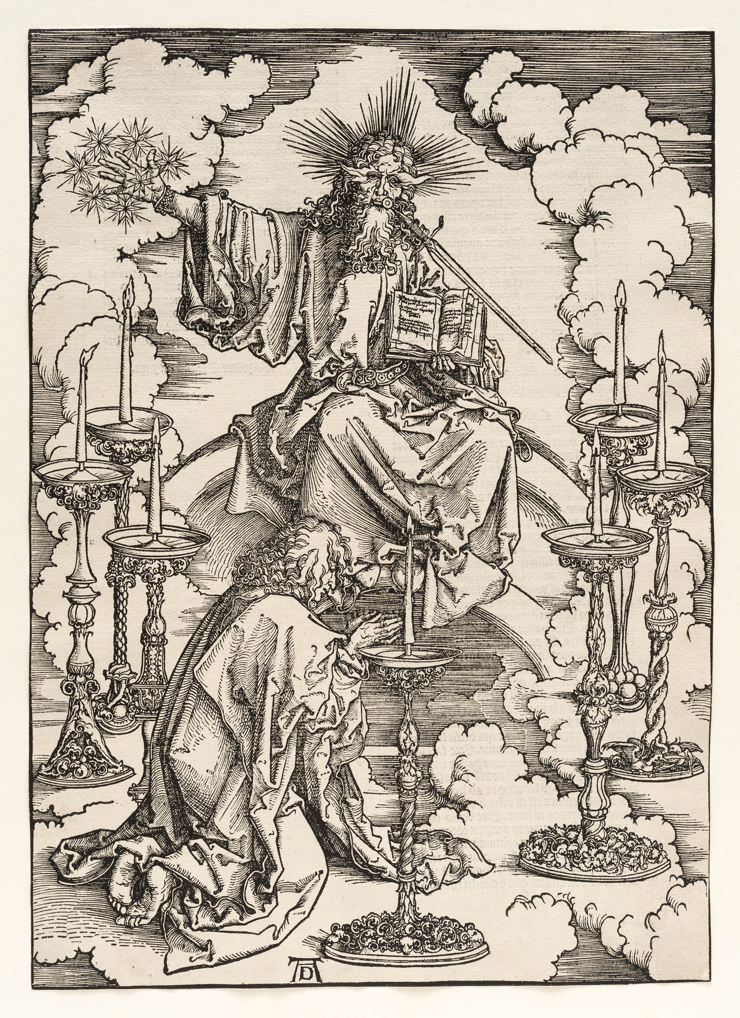 Einzelseite, Das Sonnenweib und der siebenhäuptige Drache (Apokalypse – Die Offenbarung des Johannes) Albrecht Dürer Book