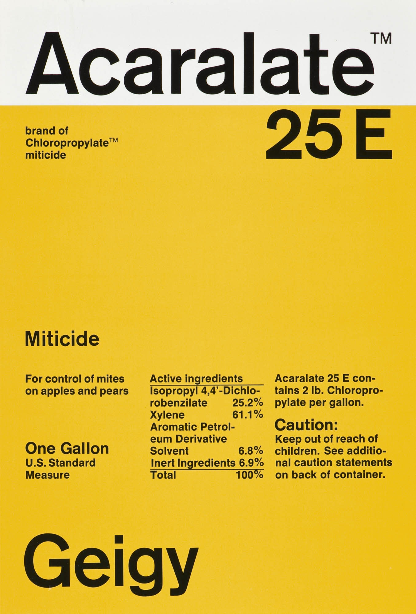 Acaralate 25E Geigy – Miticide Markus Löw Étiquette