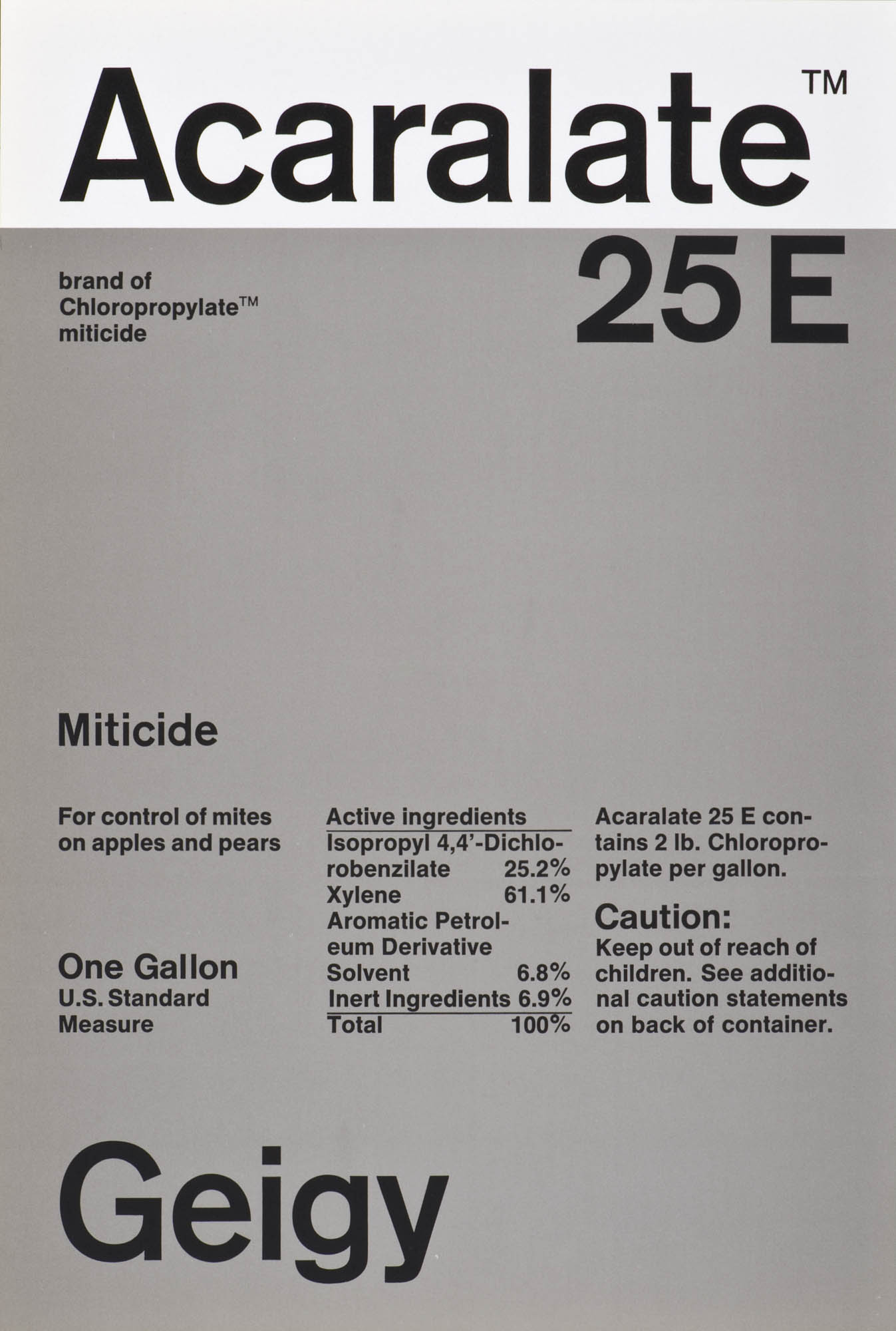 Acaralate 25E Geigy – Miticide Markus Löw Label