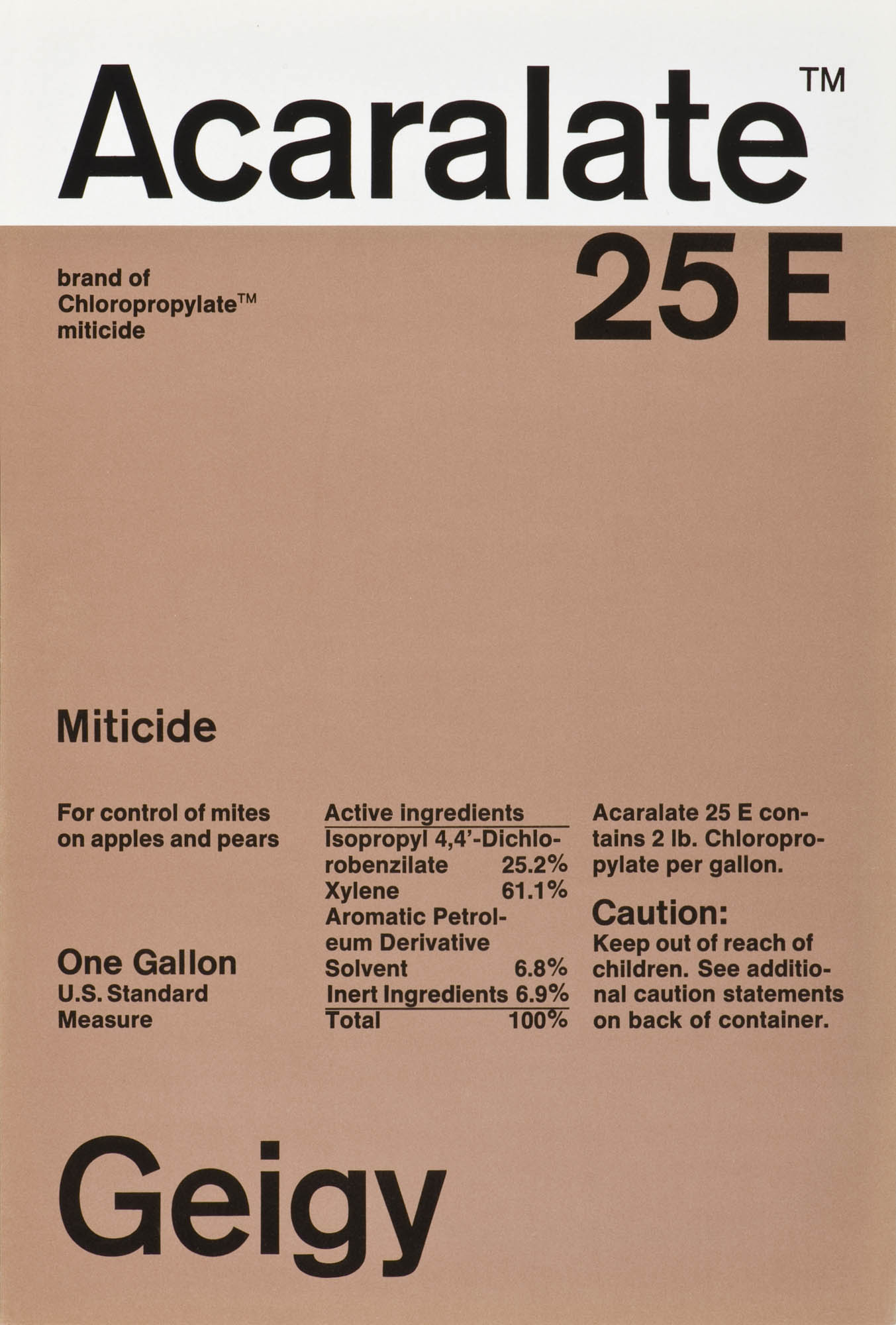 Acaralate 25E Geigy – Miticide Markus Löw Label