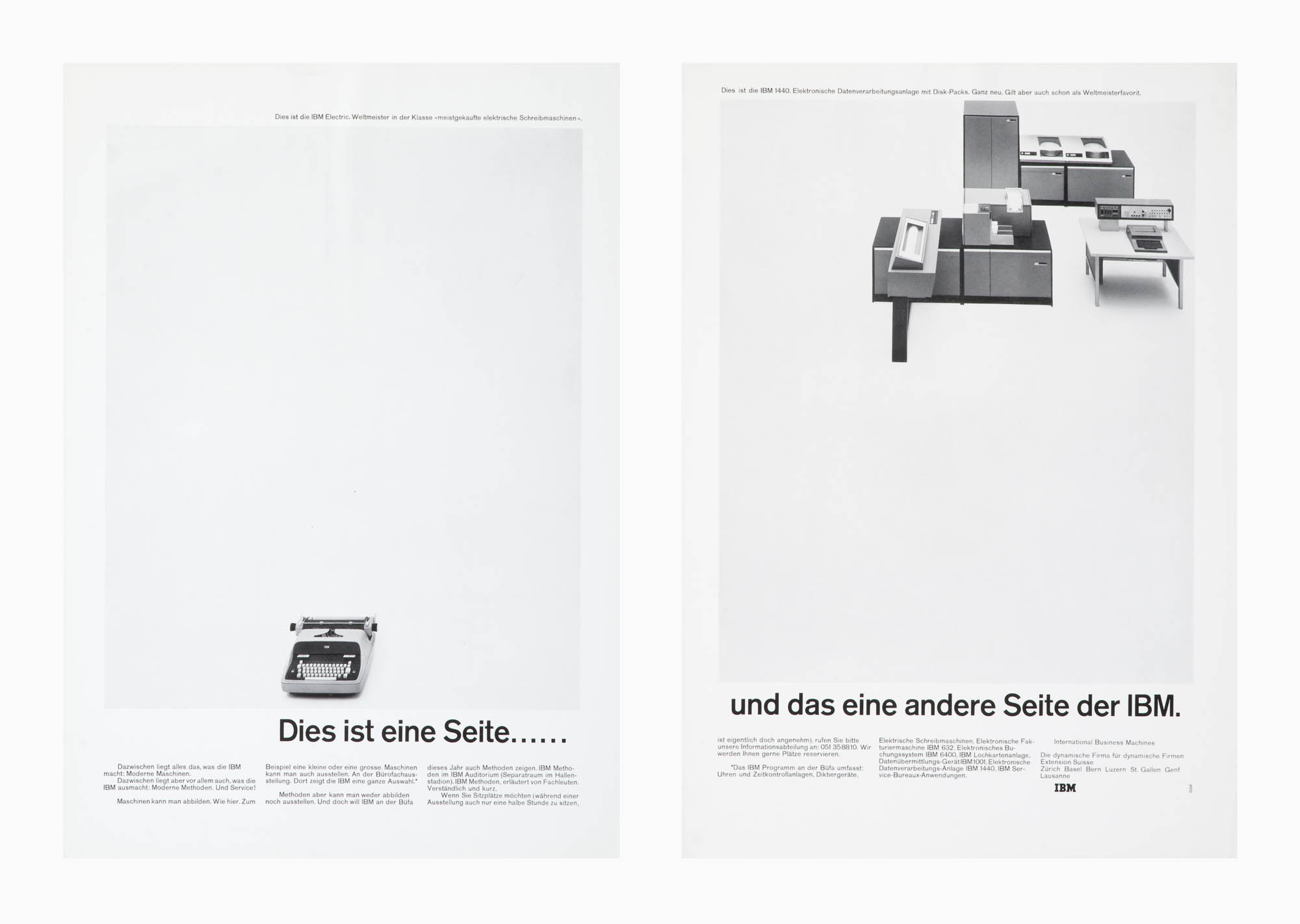 Warum konnten wir eine so schöne Schreibmaschine bauen? – Darum. – IBM Karl Gerstner Encart publicitaire