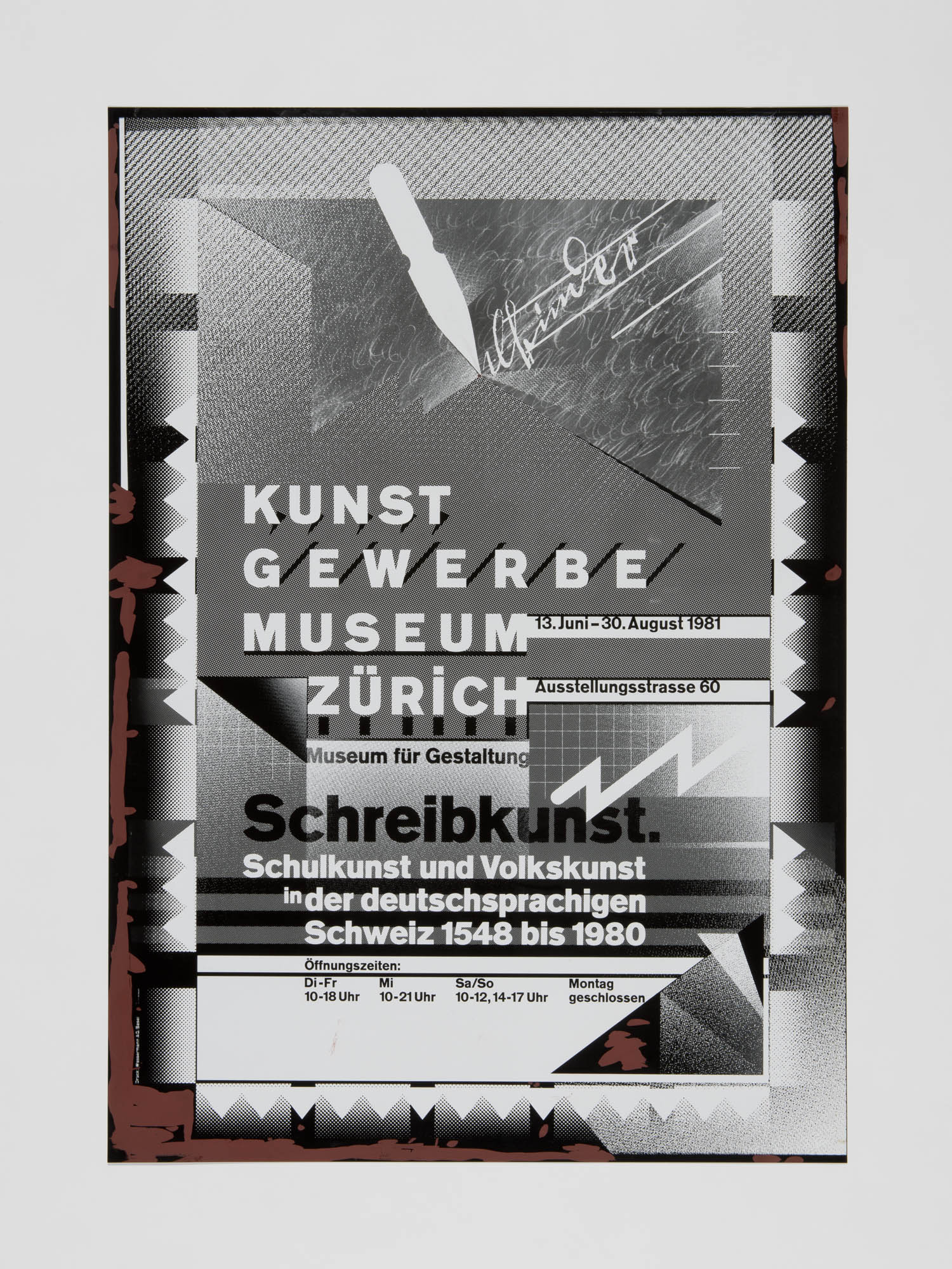 Kunstgewerbemuseum Zürich – Schreibkunst Wolfgang Weingart Plakatentwurf