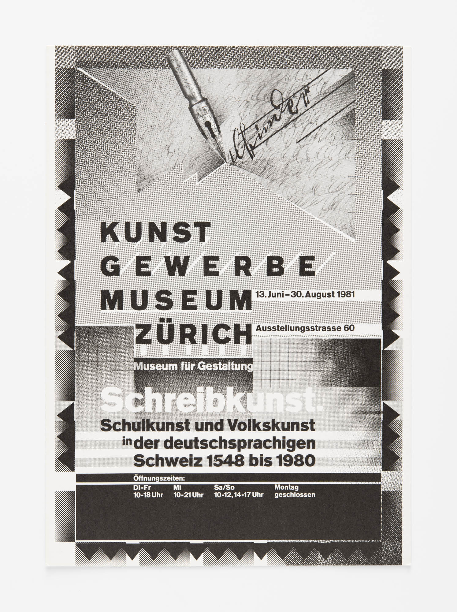 Kunstgewerbemuseum Zürich – Schreibkunst Wolfgang Weingart Plakatentwurf