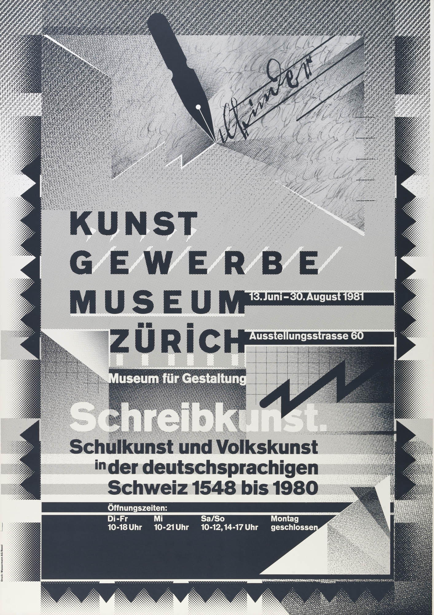 Kunstgewerbemuseum Zürich – Schreibkunst Wolfgang Weingart Poster design