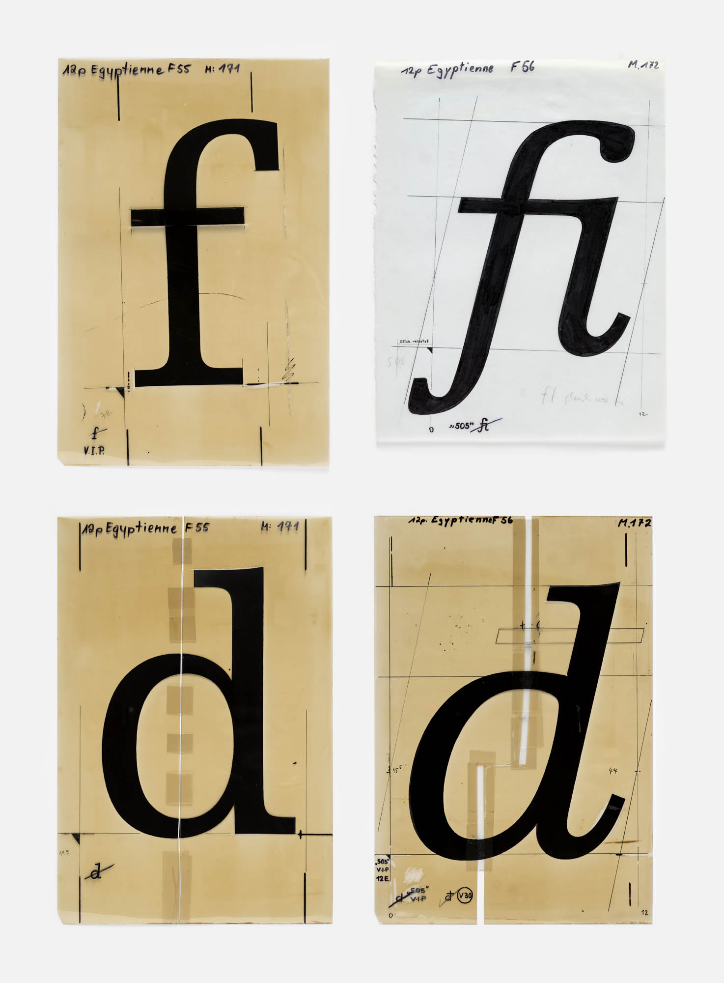 (Vorstudie zur Egyptienne F), ABC ... Adrian Frutiger Schriftentwurf