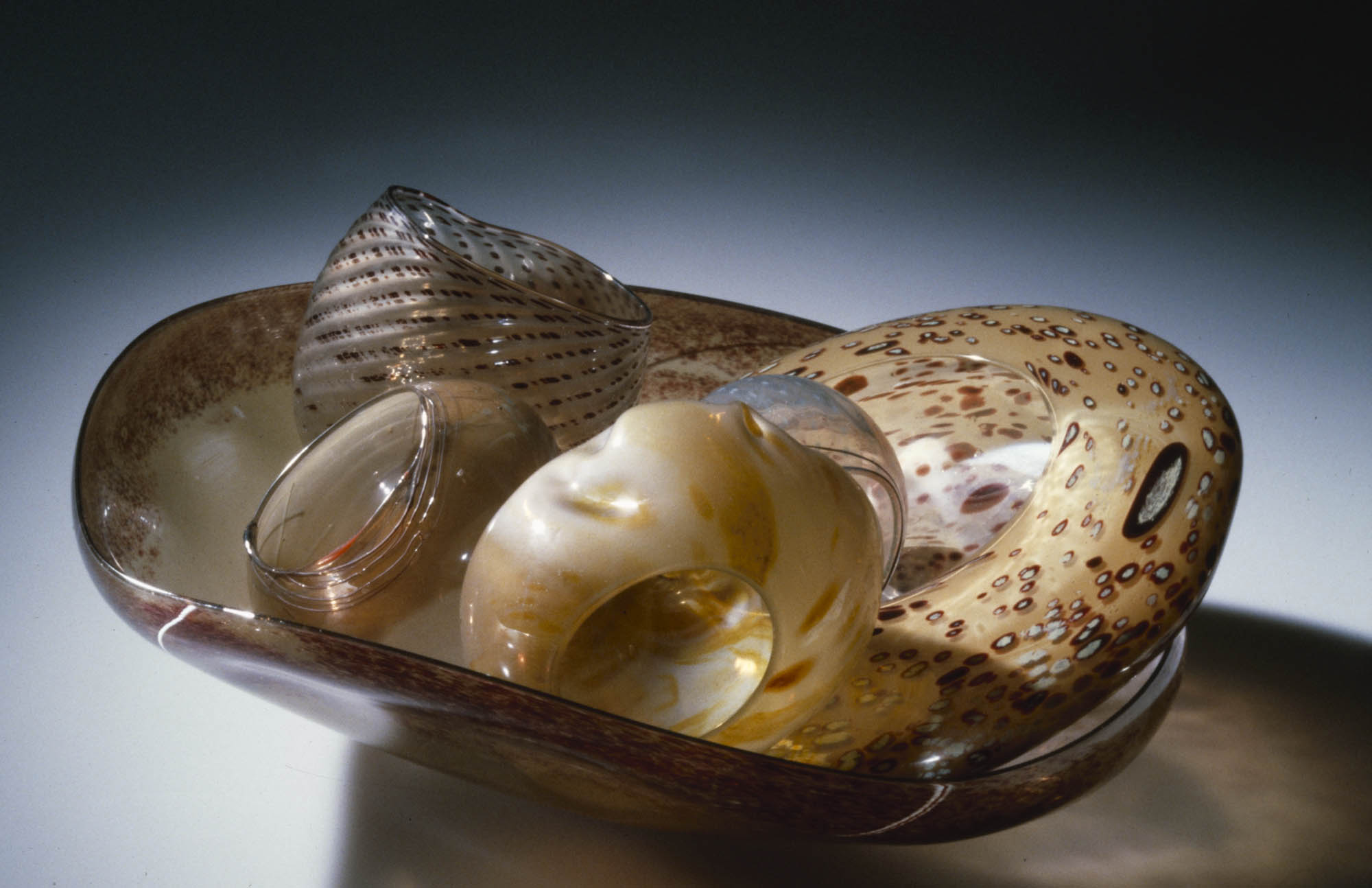 Orange and Mauve Macchia Pair Dale Chihuly Sculpture